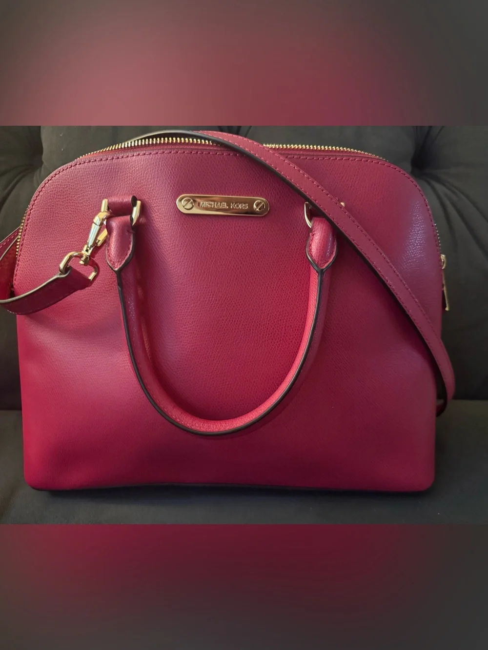 MICHAEL KORS Red Dome Satchel Bag